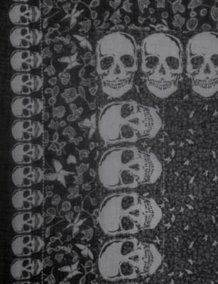 ZADIG&VOLTAIRE: Zadig & Voltaire x Kerry Skull And Floral Graphic-Print Modal Scarf