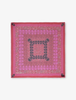 Zadig & Voltaire Womens Zadig&voltaire  X Kerry Skull And Floral Graphic-print Modal Scarf In Pink