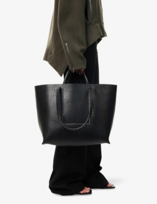 Rick Owens Womens Black Contrast-stitch Leather Shopper Bag In Black