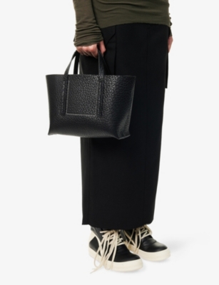 Rick Owens Womens Black Shopper Mini Leather Tote Bag In Black
