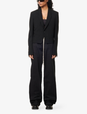 Rick Owens Womens Black Alice Peak-lapel Wool Jacket In Black