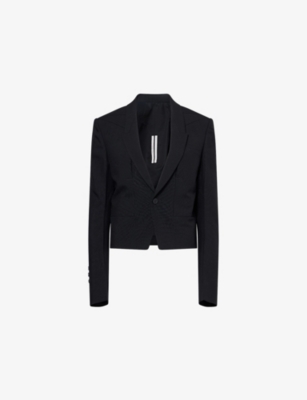 Rick Owens Womens Black Alice Peak-lapel Wool Jacket In Black
