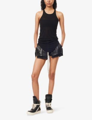 Rick Owens Womens Black Fog Relaxed-fit Leather Boxer Shorts In Black