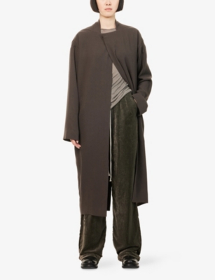 Rick Owens Womens Darkdust Relaxed-fit Island Wool Coat In Brown
