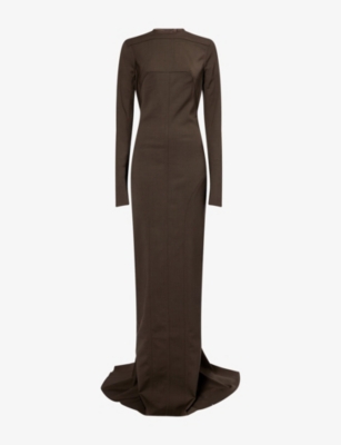 RICK OWENS: Maillot Long-Sleeves Stretch-Wool Blend Gown
