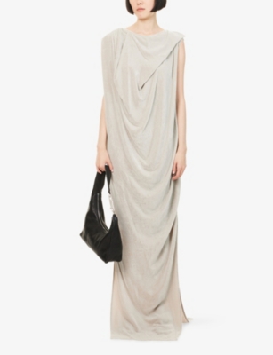 Rick Owens Womens Pearl Nouveau Draped Woven Gown In Neutral