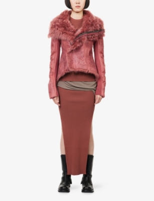 Rick Owens Womens Rosewood Naska Shearling Jacket In Brown