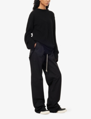 Rick Owens Womens Black Round-neck Long-sleeves Cashmere Jumper Xs In Black