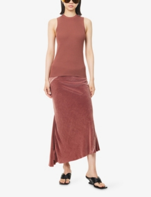 Rick Owens Womens Rosewood Ribbed Knitted Tank Top In Brown
