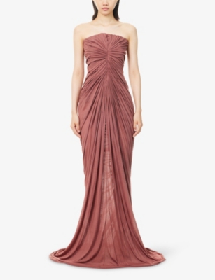 Rick Owens Womens Rosewood Radiance Bustier Cotton-jersey Gown In Brown