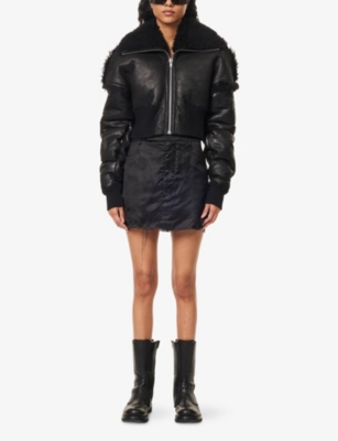Rick Owens Womens Black Firbanks Slim-fit Satin Mini Skirt In Black