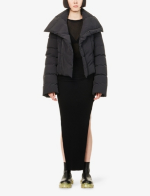 Rick Owens Womens Black Naska Asymmetric Padded Jacket In Black