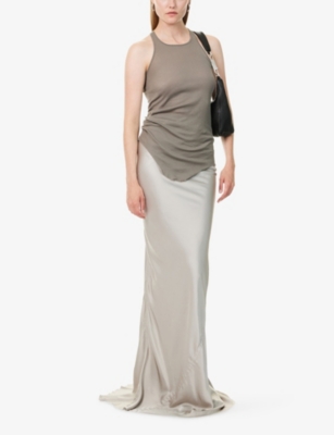 Rick Owens Womens Pearl Slim Long Coda Woven Maxi Skirt In Gray