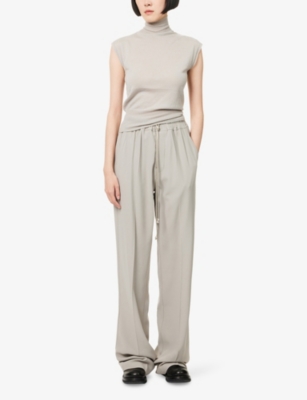 Rick Owens Womens Pearl Dietrich Drawstring Straight-leg Stretch-woven Jogging Bottoms In White