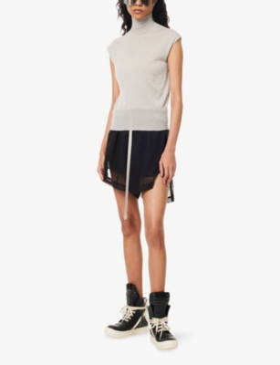 RICK OWENS: Sleeveless Turtleneck Wool Top