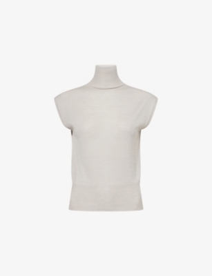RICK OWENS: Sleeveless Turtleneck Wool Top
