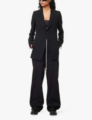 Rick Owens Womens Black Extreme Soft Single-breasted Wool Blazer In Black