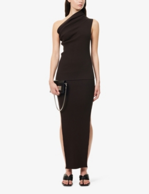 Rick Owens Womens Brown Athena One-shoulder Knitted Top In Brown