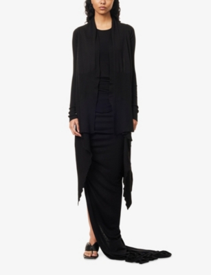 Rick Owens Womens Black Edfu Slim-fit Woven Maxi Skirt In Black