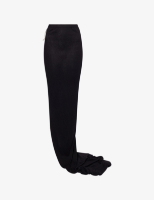 Rick Owens Womens Black Edfu Slim-fit Woven Maxi Skirt In Black