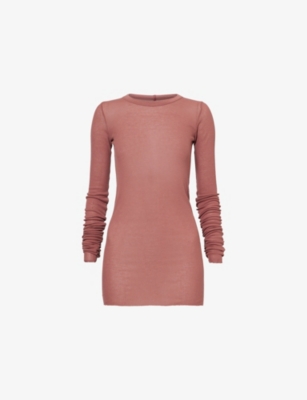 Rick Owens Womens Rosewood Ribbed Long-sleeves Woven Top In Nude