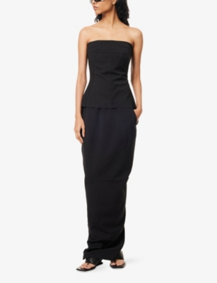 RICK OWENS: Bustier Cinched Stretch-Wool Blend Top