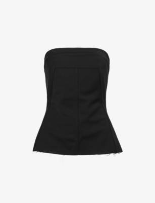 Rick Owens Womens Black Bustier Cinched Stretch-wool Blend Top