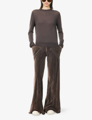 Rick Owens Womens Darkdust Biker Level Brushed Wool Knitted Jumper In Brown