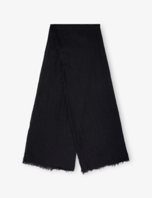 Rick Owens Womens Black Follo Cashmere-silk Pashmina Scarf In Black