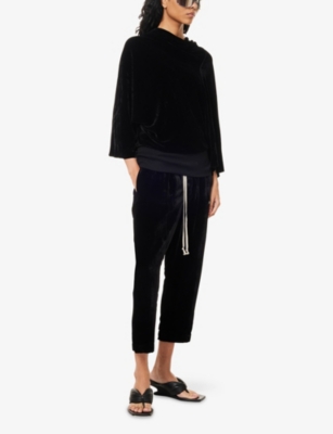 Rick Owens Womens Black Cylinder Draped Woven Top In Black