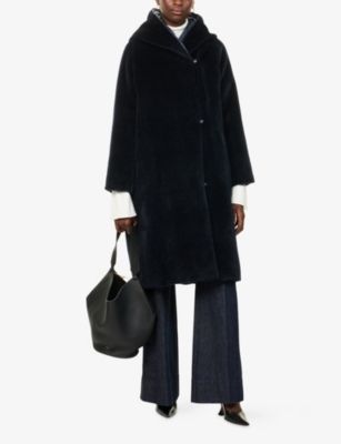 Max Mara The Cube Womens Midnightblue Orion Hooded Wool-down Coat In Blue