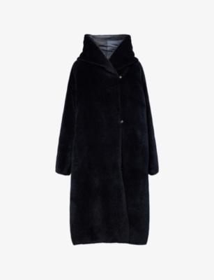 Max Mara The Cube Womens Midnightblue Orion Hooded Wool-down Coat In Blue