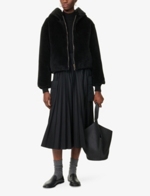 Max Mara The Cube Womens Black Olly Hooded Alpaca-and-wool Jacket In Black