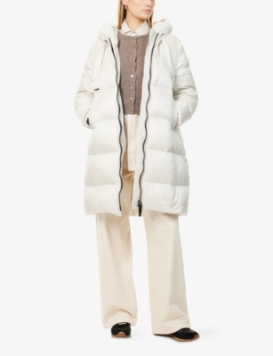 Max Mara The Cube Womens White Hooded Quilted Shell Puffer Coat In White