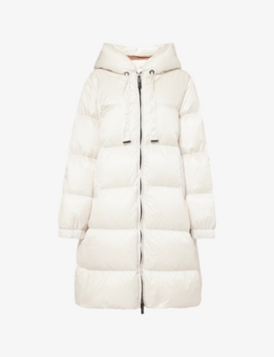Max Mara The Cube Womens White Hooded Quilted Shell Puffer Coat In White