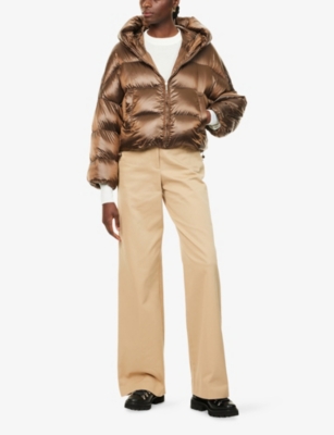 Max Mara The Cube Womens Beige Golden Spaceca Hooded Shell-down Jacket In Brown