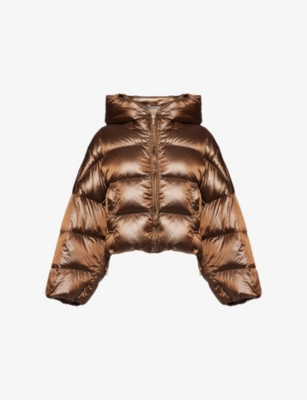 Max Mara The Cube Womens Beige Golden Spaceca Hooded Shell-down Jacket In Brown