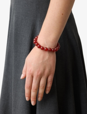 LIE STUDIO: Mary 18ct Yellow Gold-Plated Sterling-Silver And Carnelian Jade Beaded Bracelet