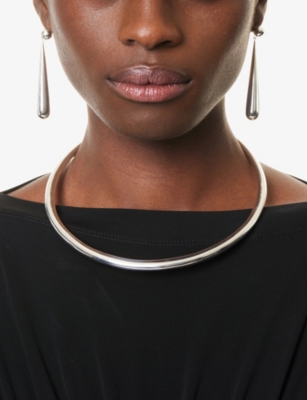 Lie Studio Womens Elisa Sterling Silver-plated Brass Bangle Necklace In Silver