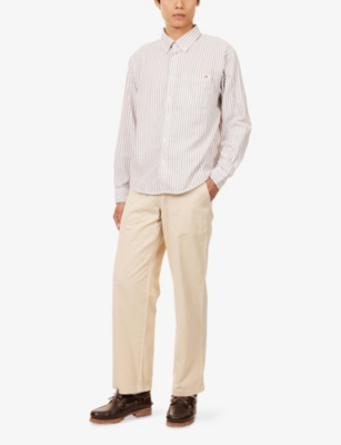 Dickies Mens Egret Gallatin Striped Cotton Shirt Xxl In Pink
