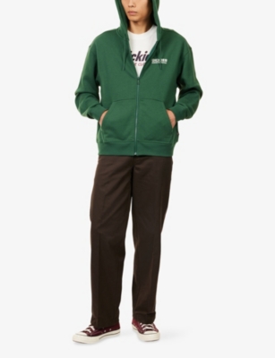 Dickies Mens Pine Needle Green Bolivar Graphic-print Cotton-jersey Hoody In Green