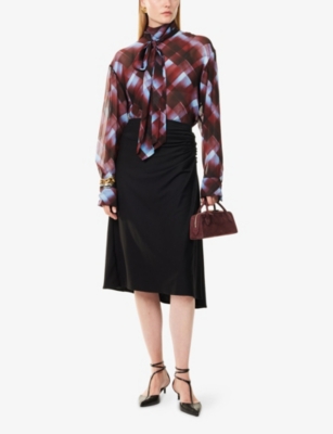 Dries Van Noten Womens Black Twisted Asymmetric Cotton-jersey Midi Skirt In Black