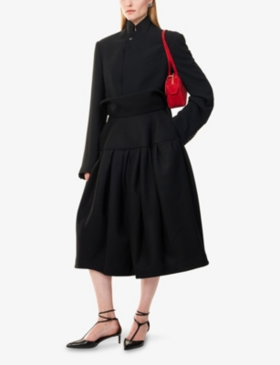 DRIES VAN NOTEN: Saffy High-Rose Wool Midi Skirt