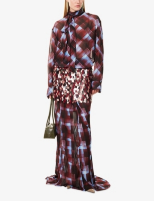 Dries Van Noten Womens Burgundy Chaddy Abstract Graphic-print Woven Shirt Xs In Brown