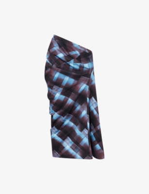 Dries Van Noten Womens Burgundy Harens Abstract Graphic-print Cotton-jersey Skirt
