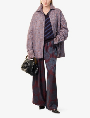 DRIES VAN NOTEN: Pamplona Pleated Wide-Leg Woven Trousers