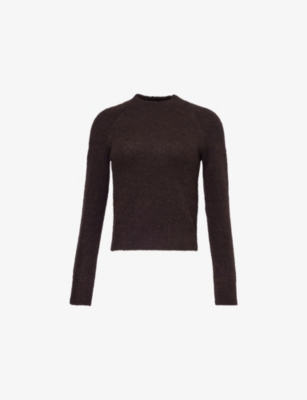 Dries Van Noten Womens Dark Brown Texas Long-sleeve Alpaca-wool Blend Jumper