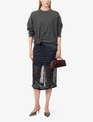 Dries Van Noten Womens Dark Grey Timona Textured-stitch Cashmere Jumper In Gray