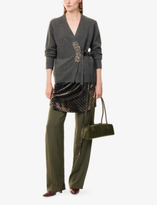 DRIES VAN NOTEN: Tiah Embellished-Patch Cashmere Cardigan