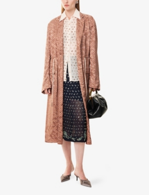 Rastino Geometric-Print Satin Coat